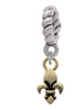 Mini Gold Tone Fleur de Lis Rope Charm Bead Dangle