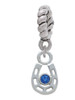 Mini Horseshoe with Blue Crystal Rope Charm Bead Dangle