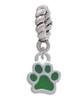 Mini Translucent Green Paw Rope Charm Bead Dangle