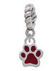 Mini Translucent Maroon Paw Rope Charm Bead Dangle