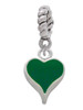 Small Long Green Heart Rope Charm Bead Dangle