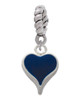 Small Long Blue Heart Rope Charm Bead Dangle