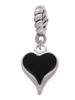 Small Long Black Heart Rope Charm Bead Dangle