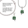 Green Four Leaf Clover with Heart Leaves Rope Charm Bead Dangle