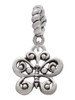 Small Antiqued Butterfly Rope Charm Bead Dangle