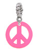 Acrylic Small Hot Pink Peace Sign Rope Charm Bead Dangle