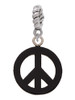 Acrylic Small Black Peace Sign Rope Charm Bead Dangle