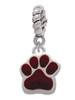 Small Maroon Paw Rope Charm Bead Dangle