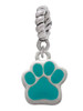 Small Teal Paw Rope Charm Bead Dangle