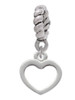Mini Outline Heart Rope Charm Bead Dangle