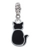 Large 2-D Black Cat Back Rope Charm Bead Dangle