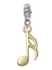 Gold Tone Sixteenth Note Rope Charm Bead Dangle