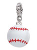 Large White Enamel Baseball Rope Charm Bead Dangle