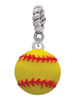 Large Optic Yellow Softball Rope Charm Bead Dangle