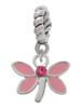 Pink Dragonfly with Crystal Rope Charm Bead Dangle