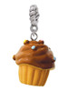 Resin Vanilla Cupcake with Chocolate Frosting Rope Charm Bead Dangle