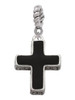 Large Black Enamel Cross with Decorated Sides Rope Charm Bead Dangle