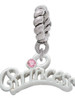 Princess with Pink Crystal Rope Charm Bead Dangle