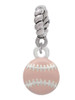 Mini Pink Softball or Baseball Rope Charm Bead Dangle