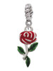 Red Rose Flower Rope Charm Bead Dangle