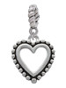 Open Heart with Beaded Border Rope Charm Bead Dangle