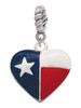Texas Lone Star Heart Rope Charm Bead Dangle