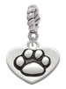 Paw in Heart Rope Charm Bead Dangle