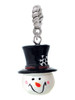 Resin Snowman Head with Top Hat Rope Charm Bead Dangle