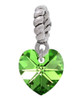 Lime Green Crystal Heart Rope Charm Bead Dangle