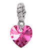 Hot Pink Crystal Heart Rope Charm Bead Dangle
