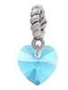Hot Blue Crystal Heart Rope Charm Bead Dangle
