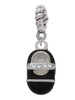 Black Baby Shoe with Crystal Strap Rope Charm Bead Dangle