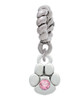 Mini Paw with Pink Crystal Rope Charm Bead Dangle
