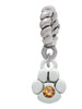 Mini Paw with Yellow Crystal Rope Charm Bead Dangle