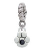 Mini Paw with Black Crystal Rope Charm Bead Dangle