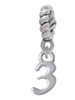 Small Number - 3 - Rope Charm Bead Dangle