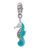 Hot Blue Seahorse - Rope Charm Bead Dangle