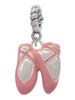 Large Pink Ballet Slippers Rope Charm Bead Dangle