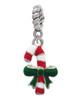 Candy Cane with Green Bow Rope Charm Bead Dangle