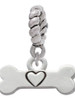 Dog Bone with Heart Rope Charm Bead Dangle
