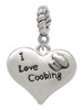 I love Cooking Heart with Chef Hat Rope Charm Bead Dangle