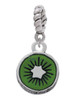 3-D Green Enamel Kiwi Rope Charm Bead Dangle