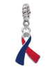 Red & Blue Awareness Ribbon Rope Charm Bead Dangle