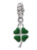 Mini Green Heart Four Leaf Clovers Rope Charm Bead Dangle