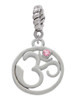 Om in Circle with Pink Crystal Rope Charm Bead Dangle