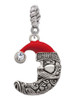 Large Crescent Moon Santa Face Rope Charm Bead Dangle