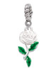 White Rose Flower Rope Charm Bead Dangle
