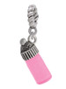 3-D Pink Baby Bottle Rope Charm Bead Dangle