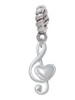 Medium Clef with Heart Rope Charm Bead Dangle