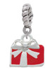 Small Red Enamel Present Rope Charm Bead Dangle